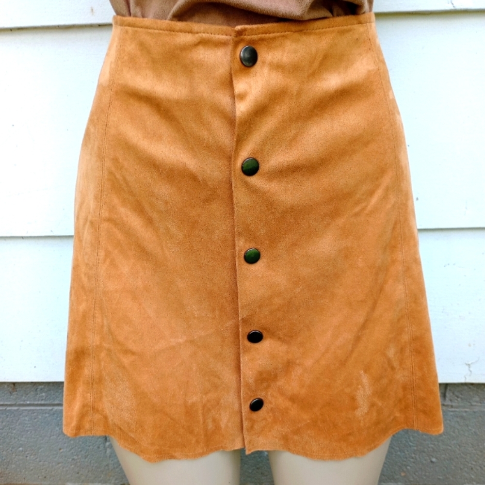 Tan Faux Suede Mini Skirt
